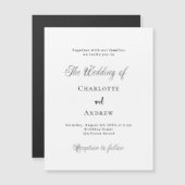 結婚の白黒クラシックフォーマルモダン贅沢 マグネット招待状 (正面/裏面)