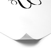 結婚の白黒スクリプモダント歓迎 ポスター (角)