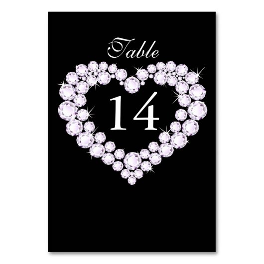 結婚の白黒ダイヤモンドのハート表 テーブルナンバー (裏面)