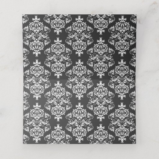 結婚の白黒ダマスクテーブル座席表 プレイスカード (内部開封)