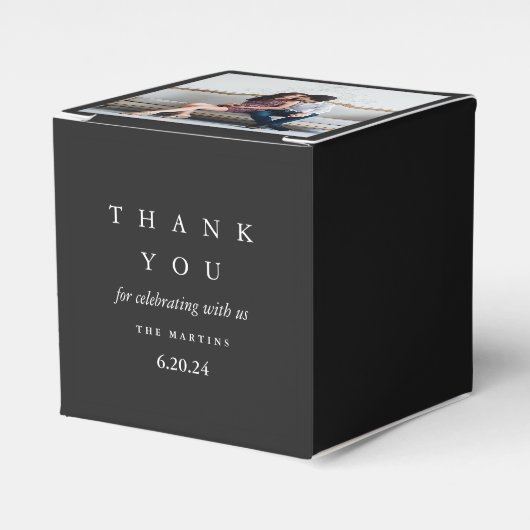 結婚の白黒パーソナライズされた写真 フェイバーボックス (正面サイド)