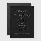 結婚の白黒フォーマルモダン品 マグネット招待状 (正面/裏面)