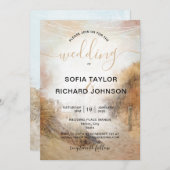 結婚の目的地サンドダネスビーチグラスインビタット 招待状 (正面/裏面)