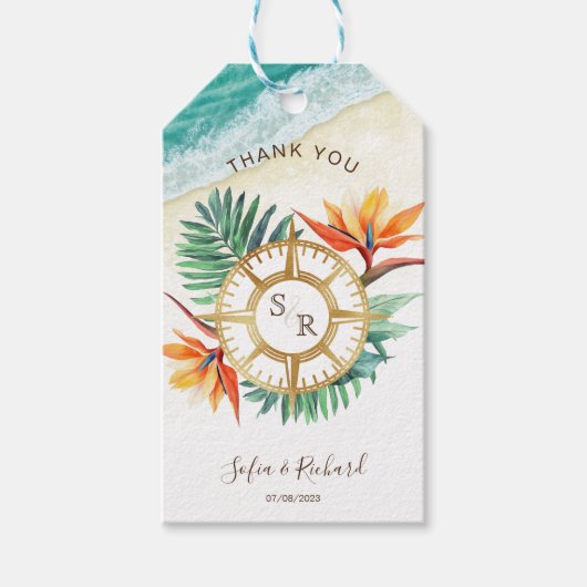 結婚の目的地パスポートコンパス ギフトタグ (正面)