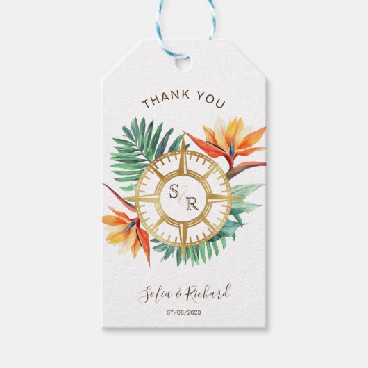 結婚の目的地パスポートコンパス ギフトタグ (正面)