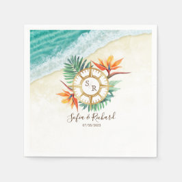 結婚の目的地パスポートコンパス スタンダードカクテルナプキン