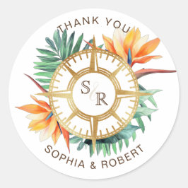 結婚の目的地パスポートコンパス ラウンドシール