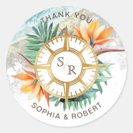 結婚の目的地パスポートコンパス ラウンドシール