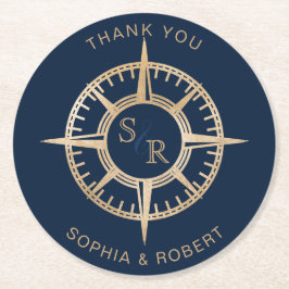 結婚の目的地パスポートコンパス ラウンドペーパーコースター