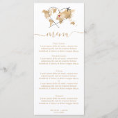 結婚の目的地金ゴールドの世界地図とハート メニュー (正面)