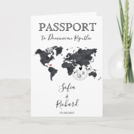 結婚の目的地Passport Blue World Map Black 招待状