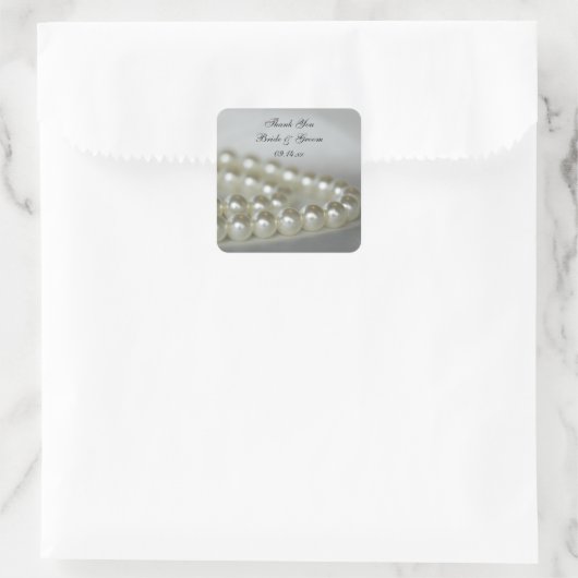 結婚の真珠ありがとうメッセージカード スクエアシール (バッグ)