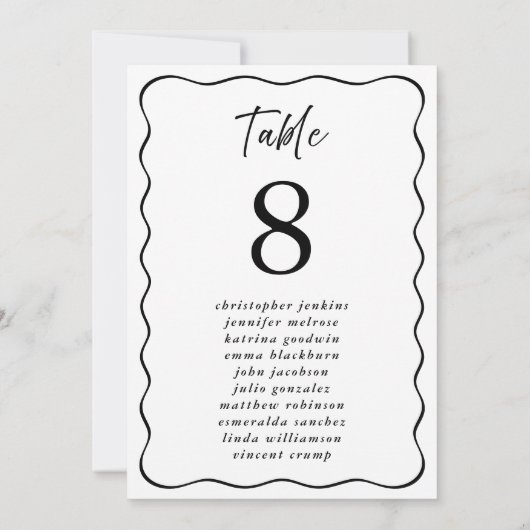 結婚の着座一覧の波形のゲストテーブル番号 招待状 (裏面)