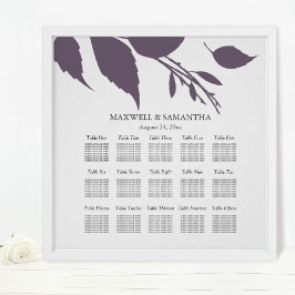 結婚の着座図エレガント梅の紫葉の ポスター