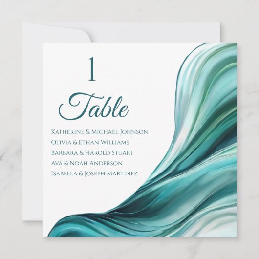 結婚の着座図 – エメラルドモダングリーン –  招待状 (正面)