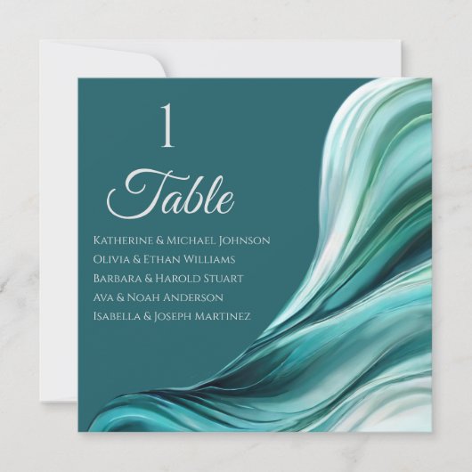 結婚の着座図 – エメラルドモダングリーン –  招待状 (正面)