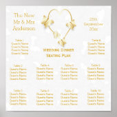 結婚の着座計画金ゴールドカラーハート蝶 ポスター (正面)