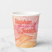 結婚の紙カップピンク色の花 紙コップ (正面)