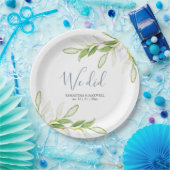 結婚の紙プレート水彩緑 ペーパープレート (パーティー)