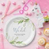 結婚の紙プレート水彩緑 ペーパープレート (パーティー)