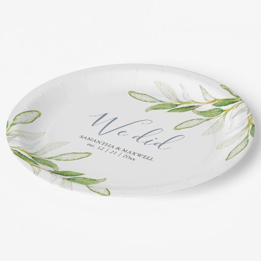 結婚の紙プレート水彩緑 ペーパープレート (アングル)