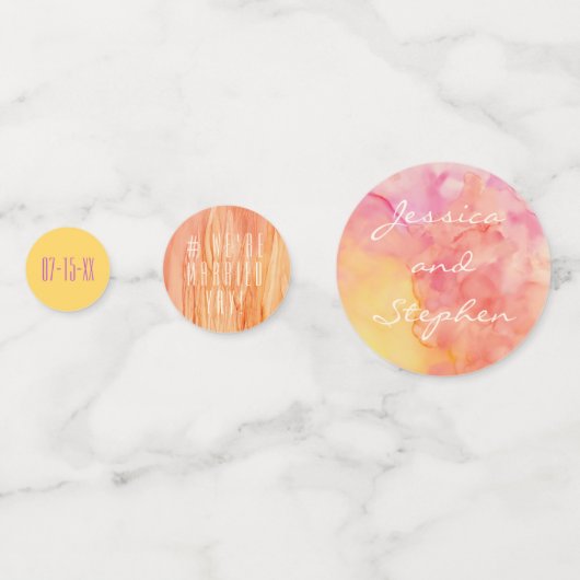 結婚の紙吹雪の新花イエローマジェンタ コンフェッティ (正面)