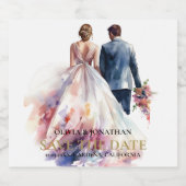 結婚の素朴クラシックフローラ スパークリングワインラベル (シングルラベル)