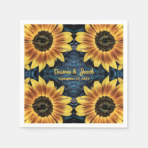 結婚の素朴黄色ひまわりデニムブルージーンズ