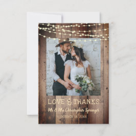 結婚の素朴Wood Lights 2写真ありがとう サンキューカード