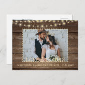 結婚の素朴Wood String Lights写真 ポストカード (正面/裏面)