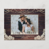 結婚の素朴Wood String Lights写真 ポストカード (正面)