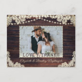 結婚の素朴Wood String Lights写真 ポストカード (正面)