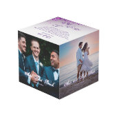 結婚の紫マゼンタ紙吹雪ありがとう4 Photo フォトキューブ (裏面アングル)