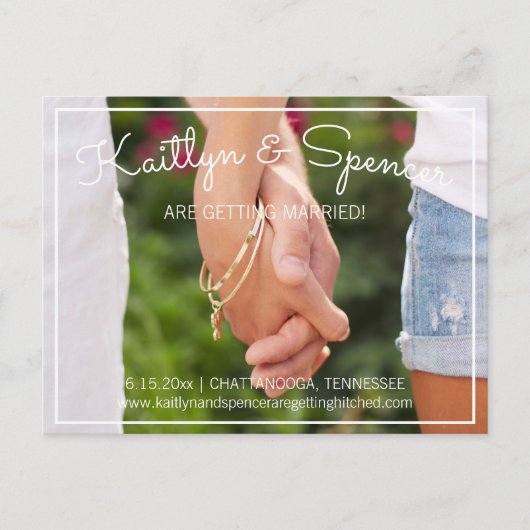 結婚の結婚式を受け取る日付写真を保存 案内ポストカード (正面)