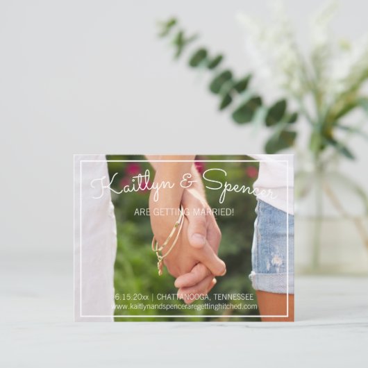 結婚の結婚式を受け取る日付写真を保存 案内ポストカード (スタンド正面)