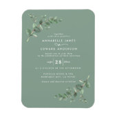 結婚の緑のユーカリ植物セージ緑 マグネット (縦)