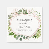 結婚の緑のユーカリ植物学 スタンダードカクテルナプキン (正面)