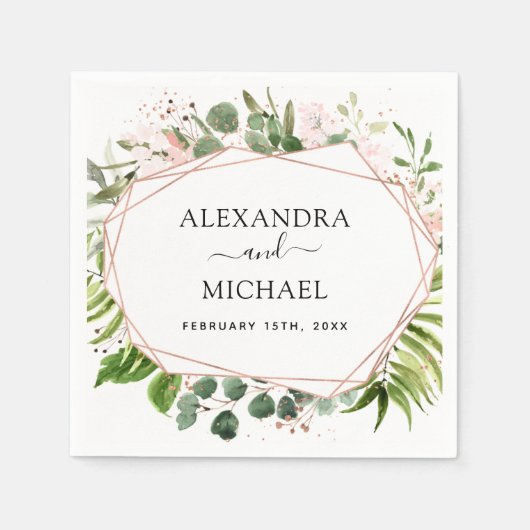 結婚の緑のユーカリ植物学 スタンダードカクテルナプキン (正面)