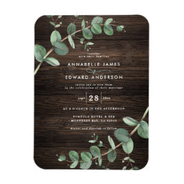 結婚の緑のユーカリ植物暗色の木材 マグネット