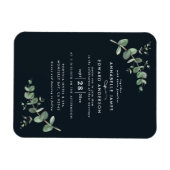 結婚の緑のユーカリ植物黒モダン マグネット (横)