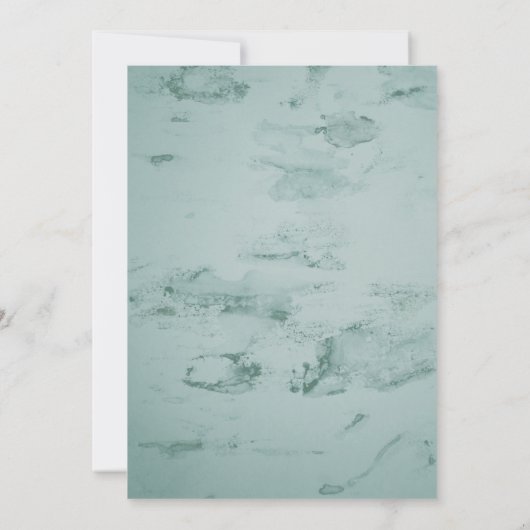 結婚の緑の水色の白いフローラアクセント 招待状 (裏面)