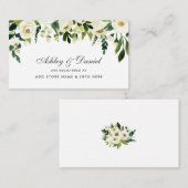 結婚の緑の白いフローラレジストリ挿入カード エンクロージャーカード (正面/裏面)