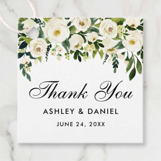 結婚の緑の白フローラ フェイバータグ (正面)