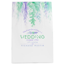 結婚の緑の紫の花感謝していは抱き枕 ミディアムペーパーバッグ