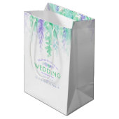 結婚の緑の紫の花感謝していは抱き枕 ミディアムペーパーバッグ (正面アングル)