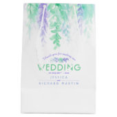 結婚の緑の紫の花感謝していは抱き枕 ミディアムペーパーバッグ (裏面)