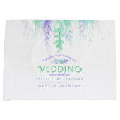 結婚の緑の紫の花感謝していは抱き枕 ラージペーパーバッグ (正面)