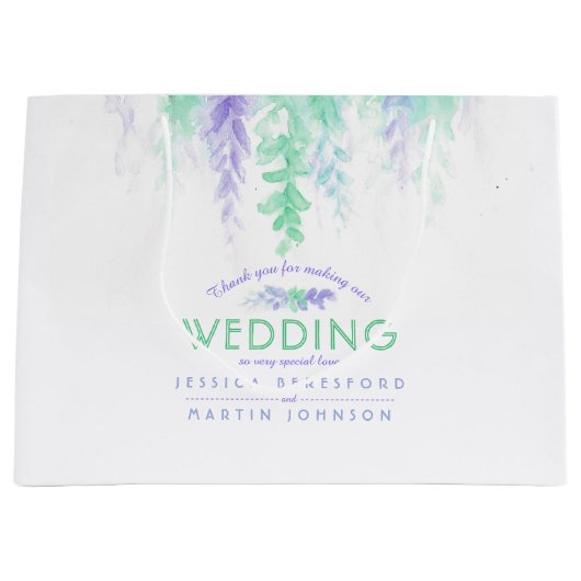 結婚の緑の紫の花感謝していは抱き枕 ラージペーパーバッグ (正面)