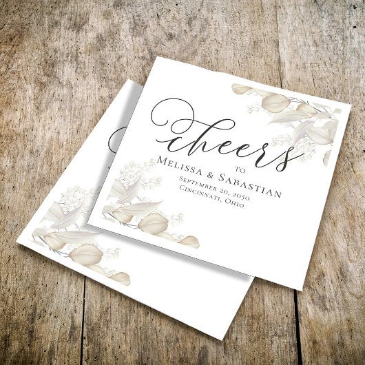 結婚の緑エレガントの応援シンプル スタンダードカクテルナプキン