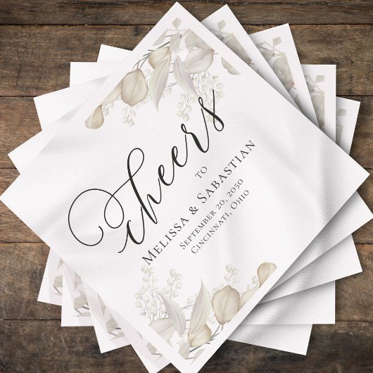 結婚の緑エレガントの応援シンプル スタンダードカクテルナプキン